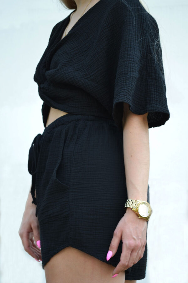 Musselin Shorts - Schwarz